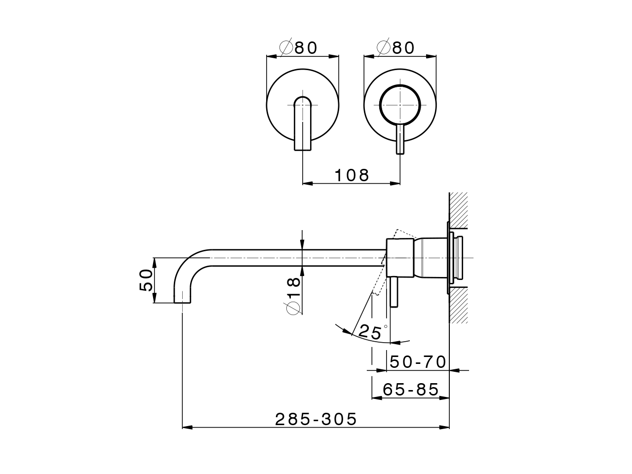 Parte externa monomando lavabo de pared LESS MINIMAL_LM005518 - v1