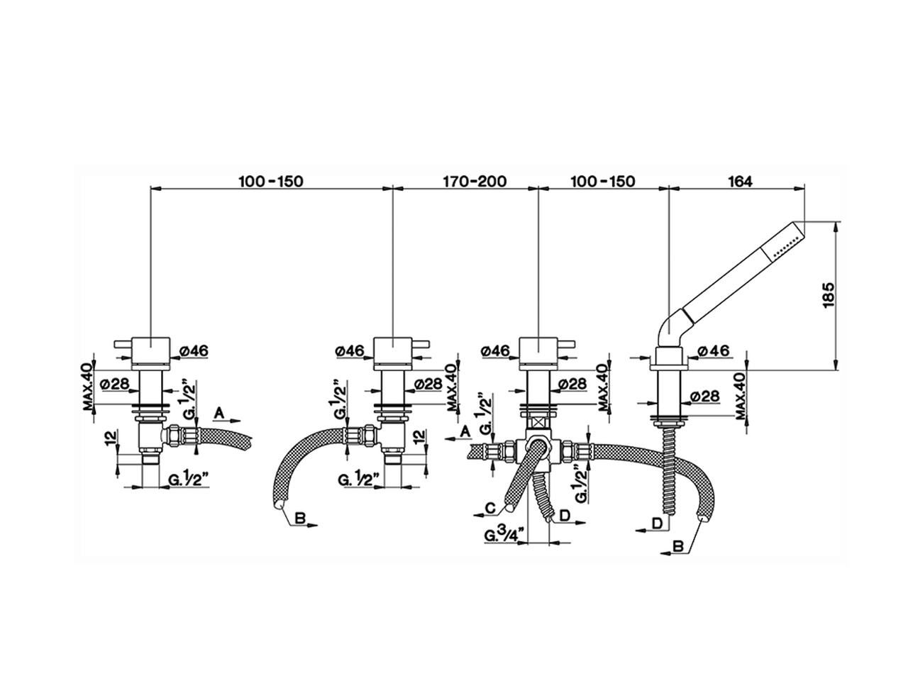 Borde bañera 4 agujeros NUOVA LESS_LN000290 - v1