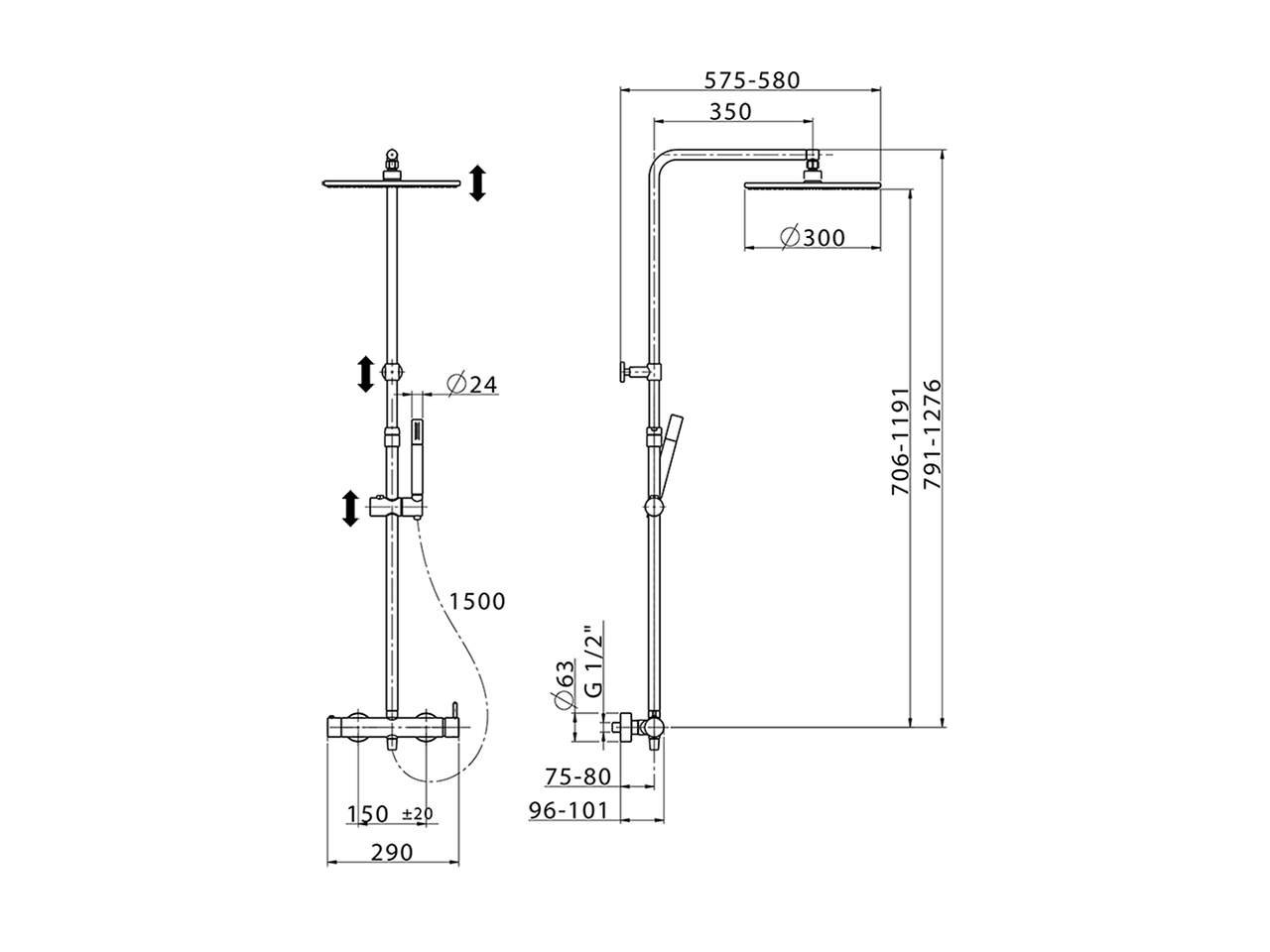 Columna monomando ducha 2 funciones COLUMNAS DUCHA_LN004030 - v1