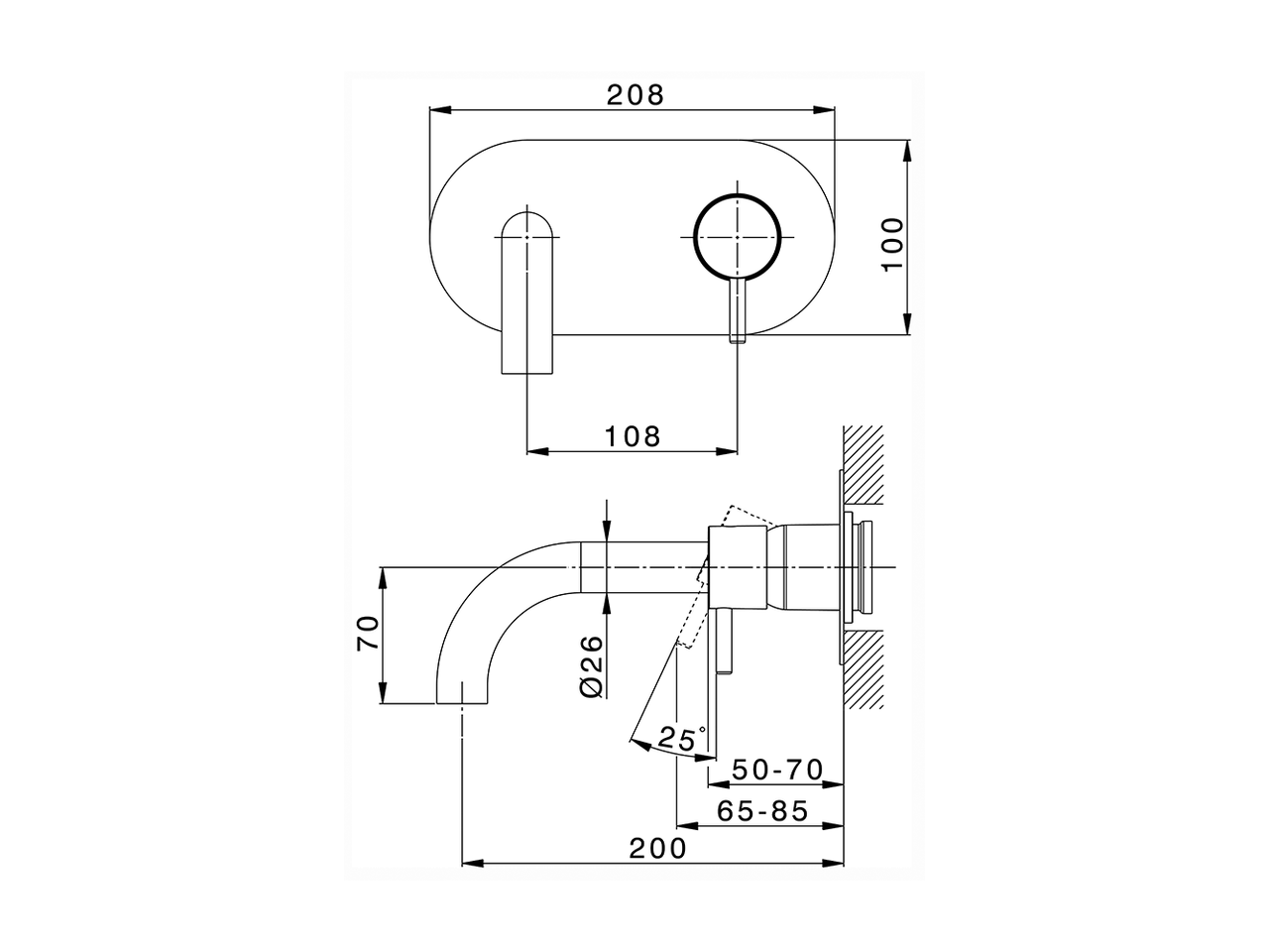 Parte externa monomando lavabo de pared NUOVA LESS_LN005510 - v1