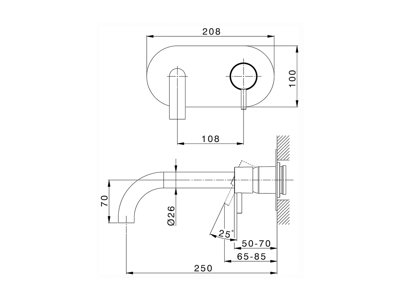 Parte externa monomando lavabo de pared NUOVA LESS_LN005511 - v1
