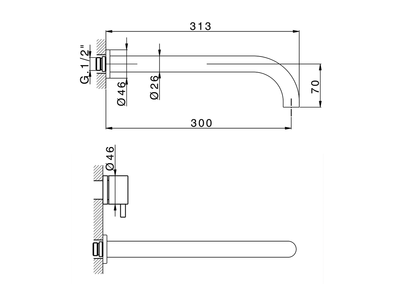 Parte externa lavabo de pared NUOVA LESS_LN013515 - v1