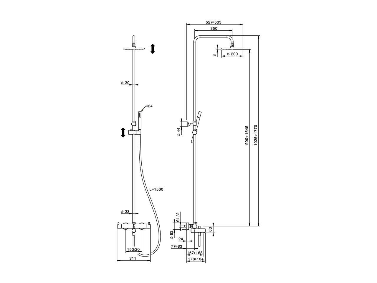 Columna termostática bañera 3 funciones NUOVA LESS_LNC83016 - v1