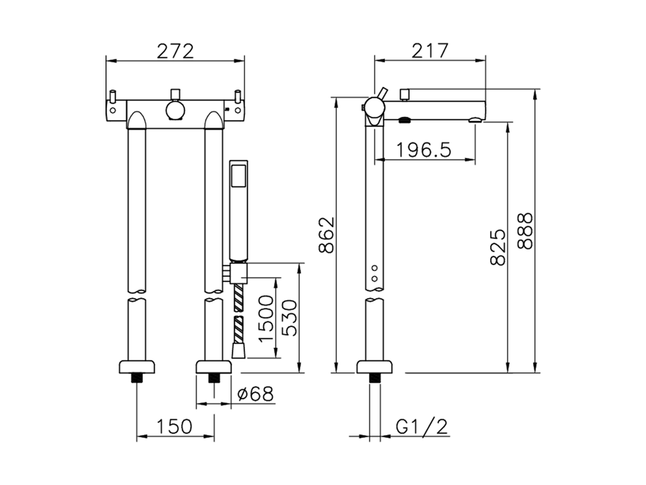 Conjunnto termostàtico Banera de suelo NUOVA LESS_LNT39010 - v1