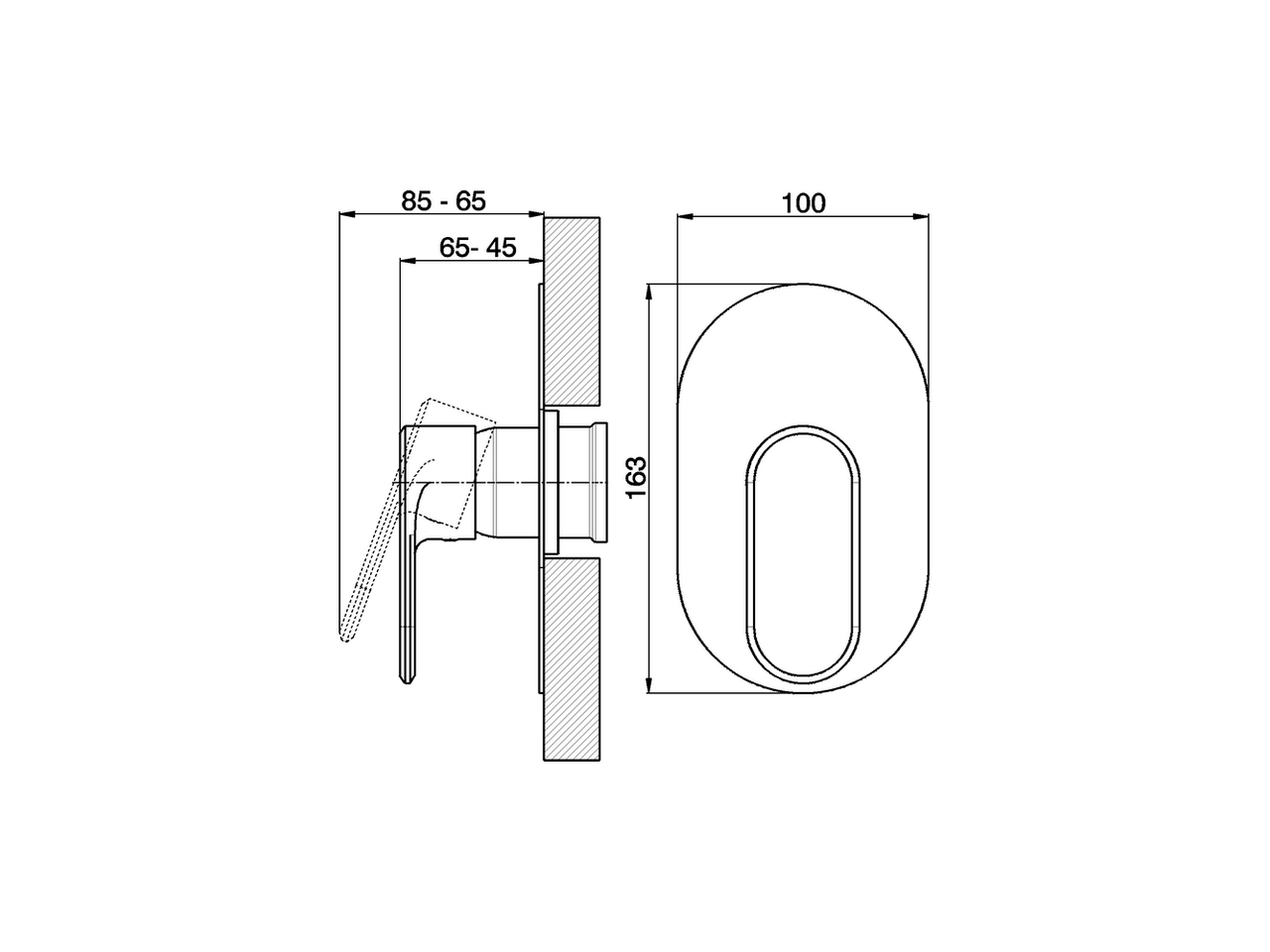Parte externa monomando ducha empotrada LINEAVIVA_LV003000 - v1