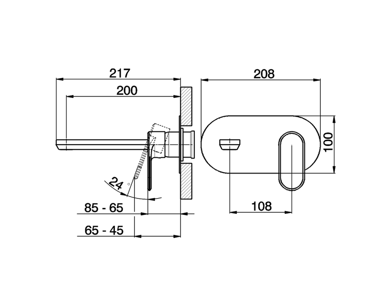 Parte externa monomando lavabo de pared LINEAVIVA_LV005510 - v1