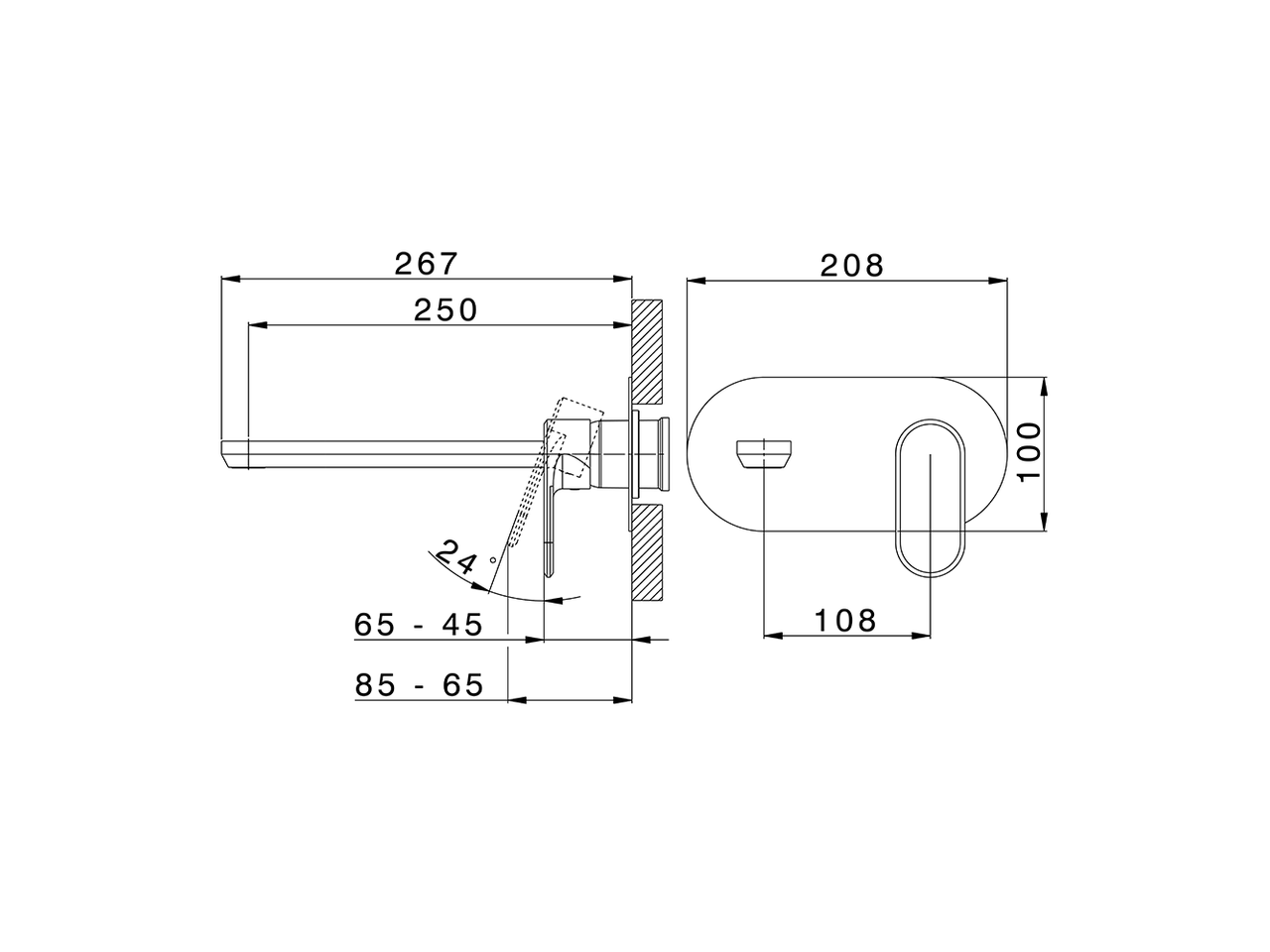 Parte externa monomando lavabo de pared LINEAVIVA_LV005511 - v1