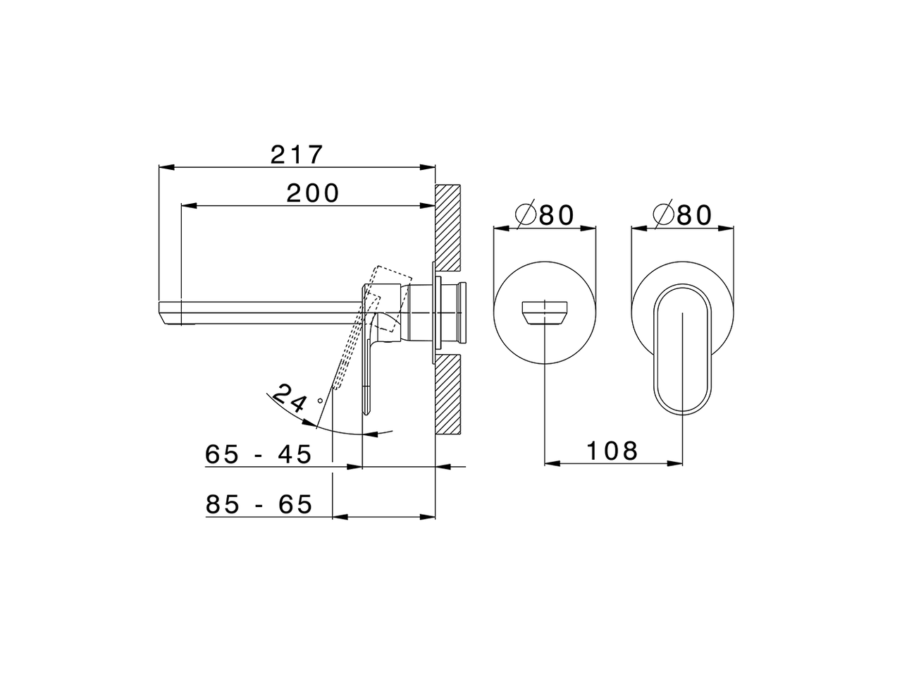 Parte externa monomando lavabo de pared LINEAVIVA_LV005516 - v1