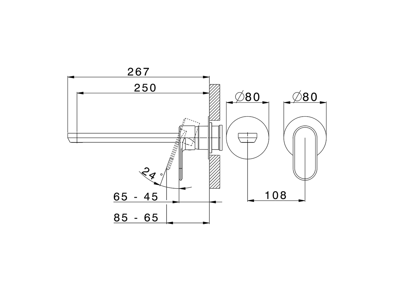 Parte externa monomando lavabo de pared LINEAVIVA_LV005517 - v1
