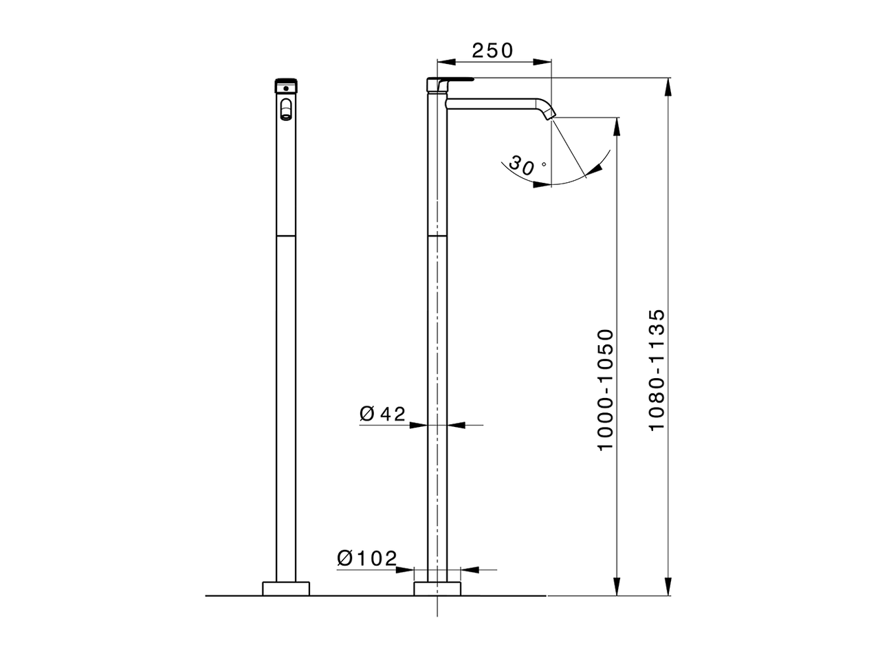 Parte externa monomando de suelo LINEAVIVA_LV014510 - v1