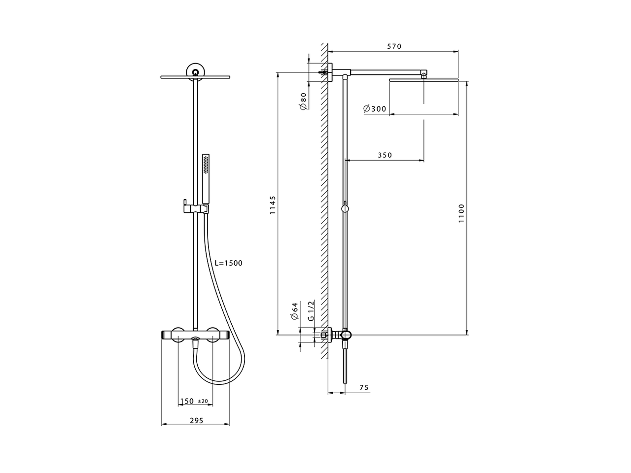 Columna termostática ducha 2 funciones LINEAVIVA_LVC78030 - v1