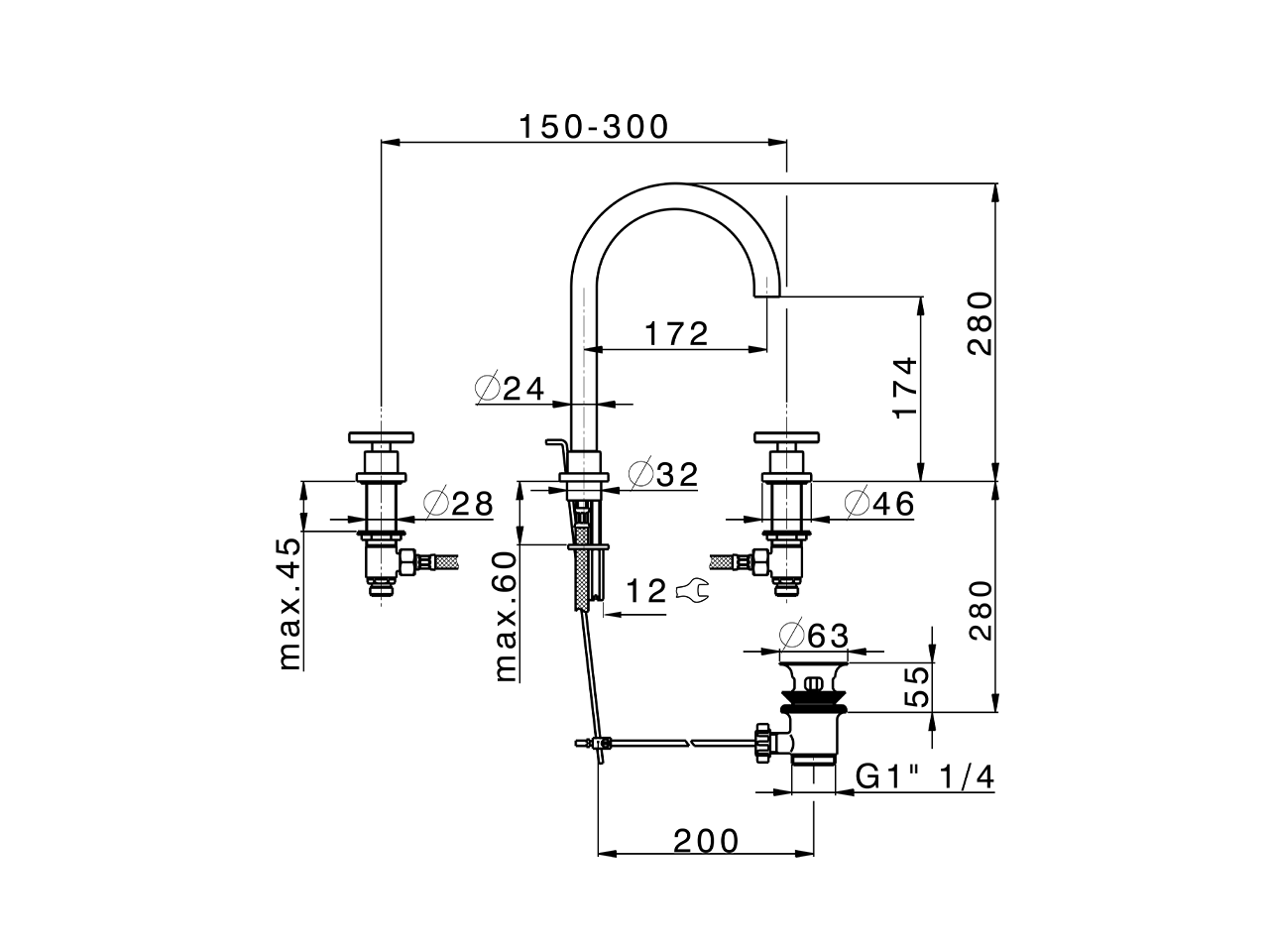 Lavabo 3 agujeros GRACE_MN001060 - v1