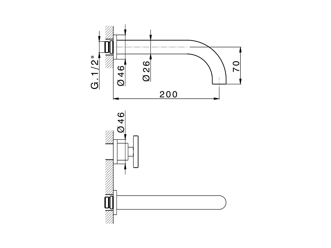 Parte externa lavabo de pared GRACE_MN013510 - v1