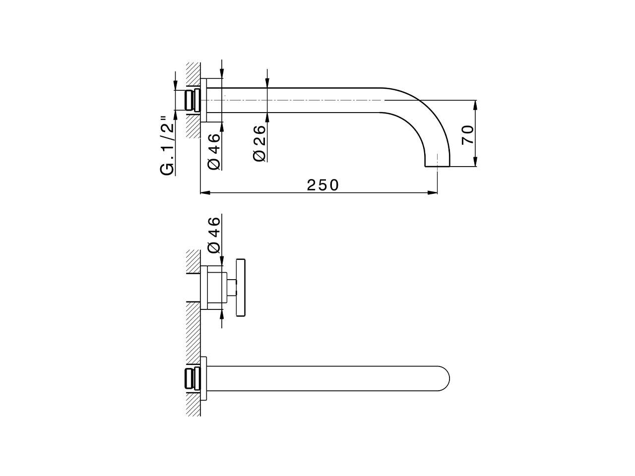 Parte externa lavabo de pared GRACE_MN013511 - v1