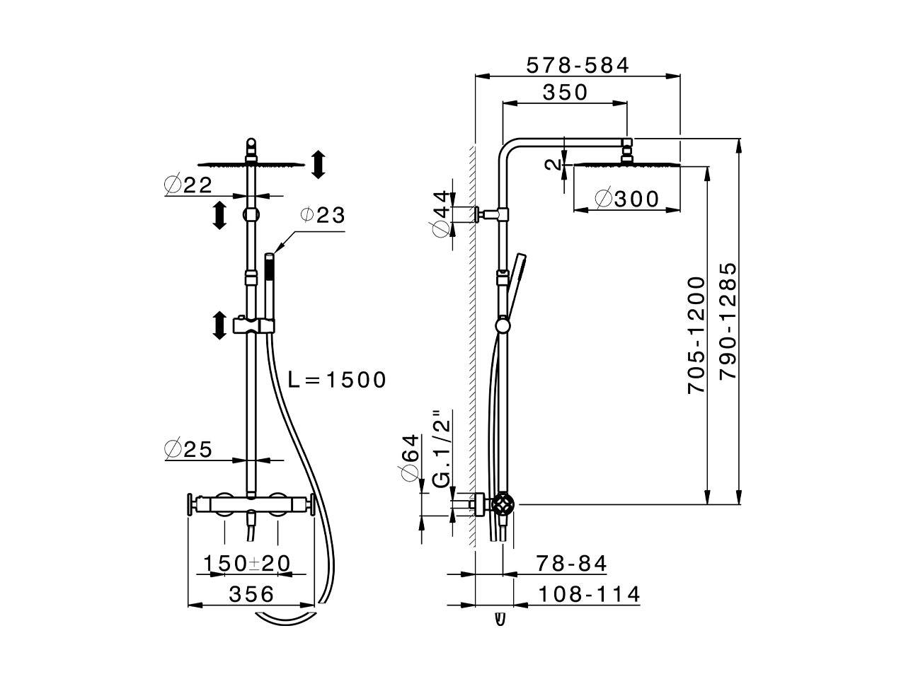 Columna termostática ducha 2 funciones GRACE_MNC8401D - v1