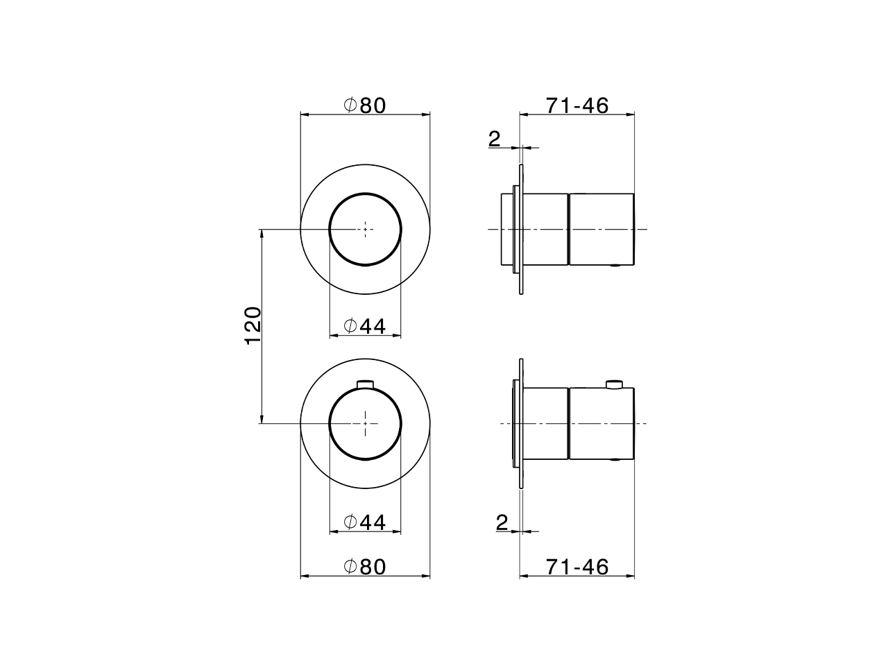 Parte externa termostático ducha empotrada PURA ENCANTO_N10G2200 - v1