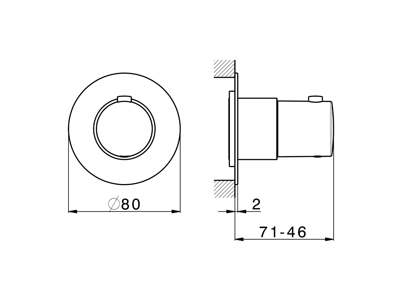 Parte externa para termostático empotrado PUSH&SHOWER_PS1G1010 - v1