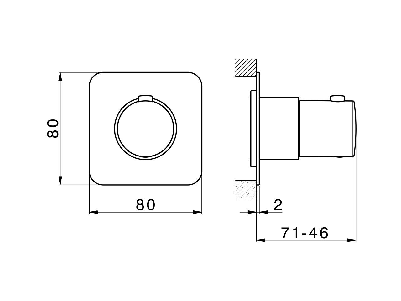 Parte externa para termostático empotrado PUSH&SHOWER_PS1G1020 - v1