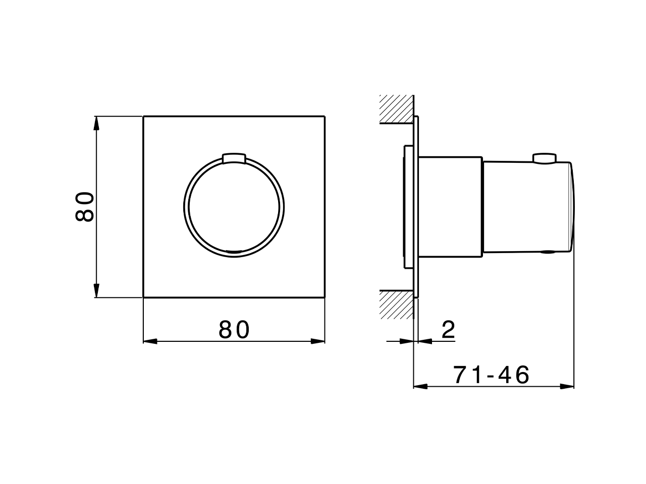 Parte externa para termostático empotrado PUSH&SHOWER_PS1G1030 - v1