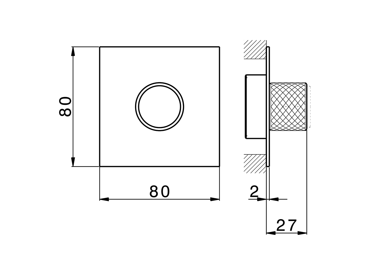 Parte externa para Push&Shower individual PUSH&SHOWER_PS1G6310 - v1