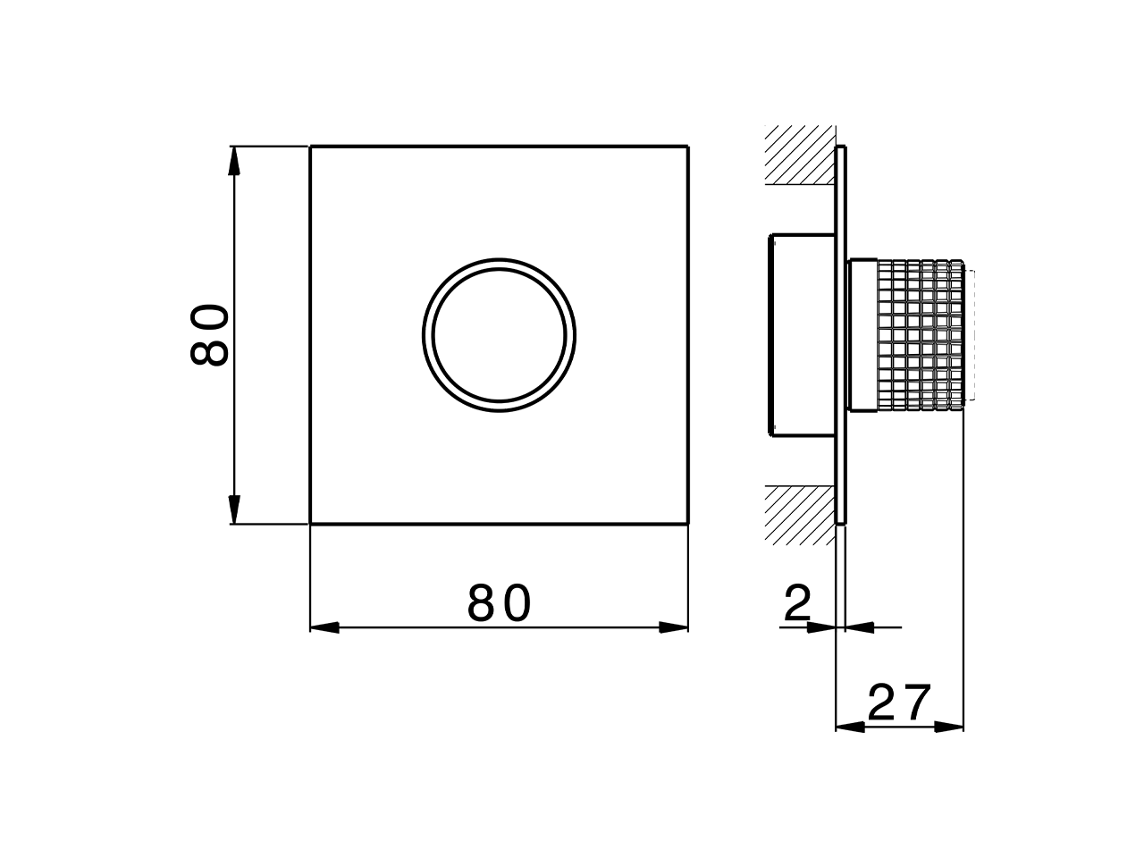 Parte externa para Push&Shower individual PUSH&SHOWER_PS1G6320 - v1