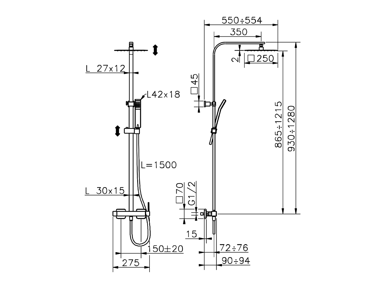 Columna monomando ducha 2 funciones COLUMNAS DUCHA_QT1R4030 - v1