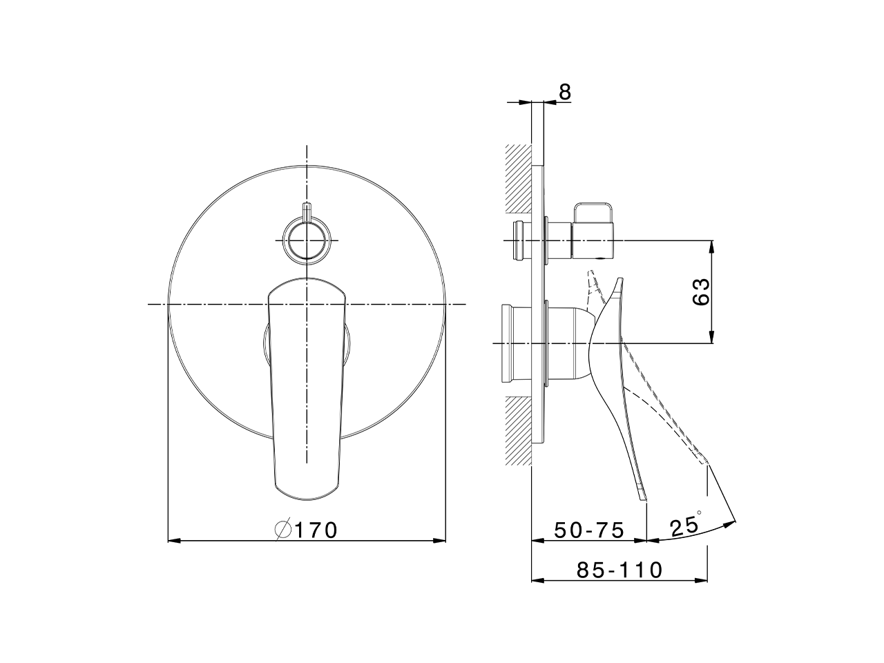 Parte externa monomando baño/ducha empotrado ROADSTER ACCENT_RA002300 - v1