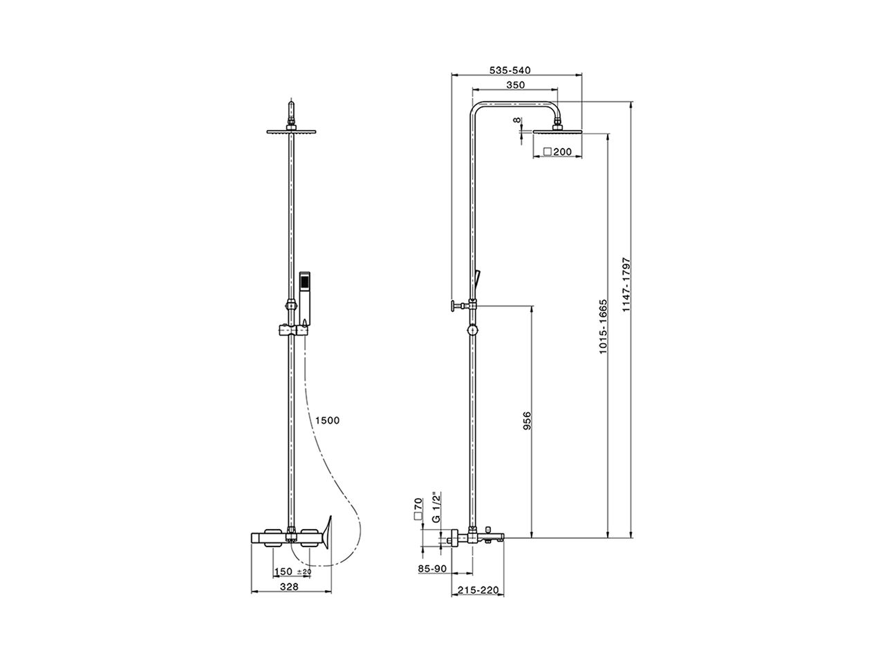 Columna monomando bañera 3 funciones ROADSTER ACCENT_RA004120 - v1