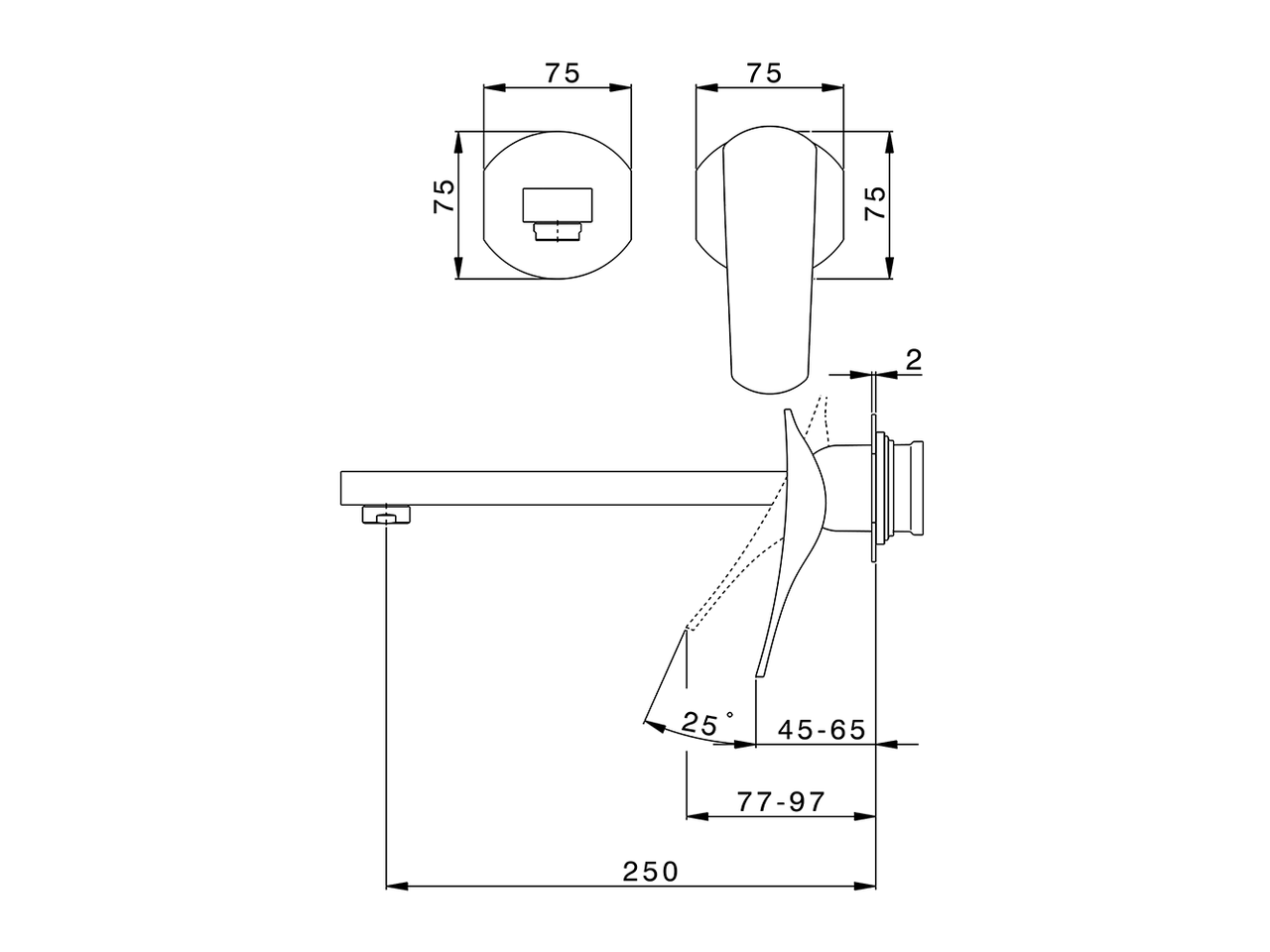 Parte externa monomando lavabo de pared ROADSTER ACCENT_RA005512 - v1