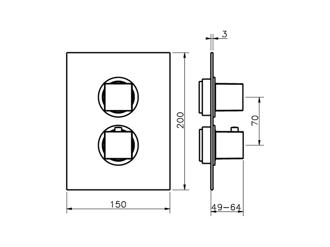 Parte externa termostático ducha emp. 1 salida ROADSTER ACCENT_RA007300 - v1