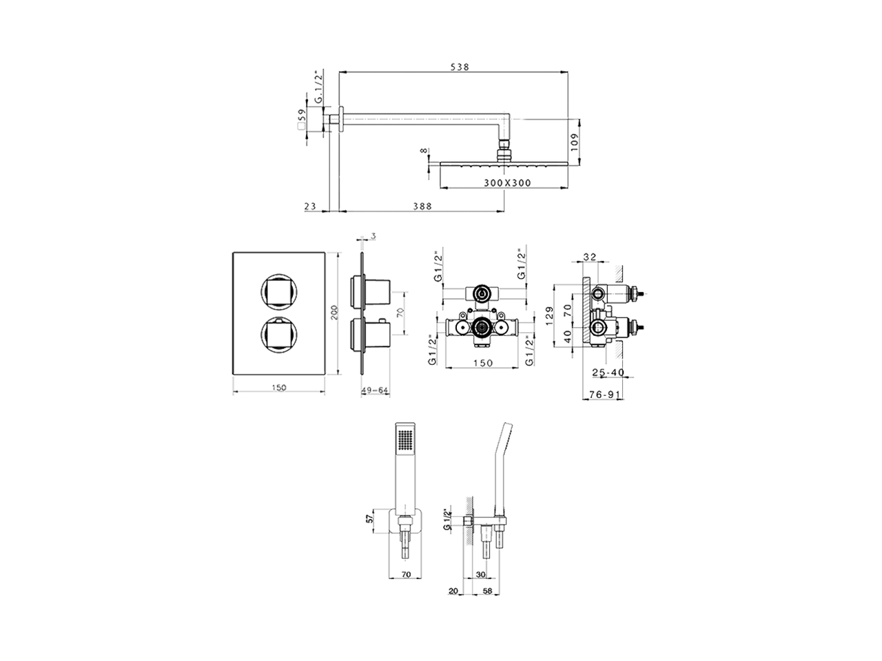 Conjunto ducha termostática empotrada ROADSTER ACCENT_RA0KT010 - v1