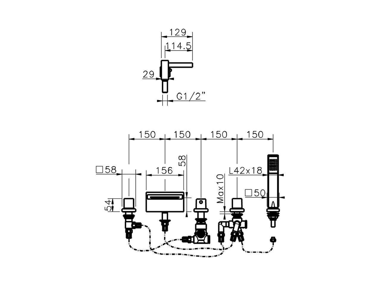 Borde bañera termostático 5 agujeros ROADSTER ACCENT_RAT77010 - v1