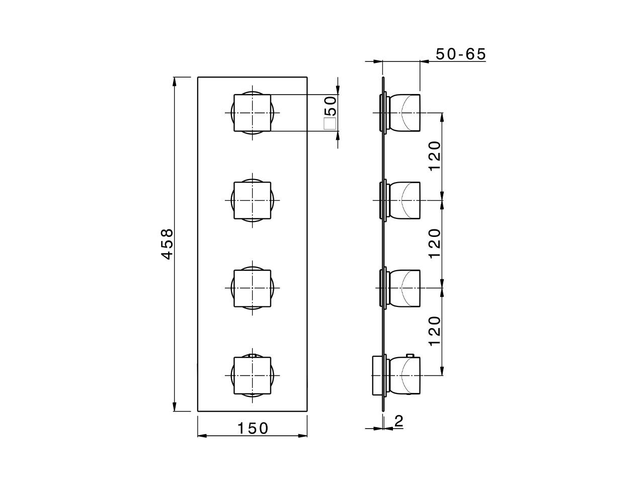 Parte externa termostático ducha 3 funciones HI-RISE_RI01V300 - v1