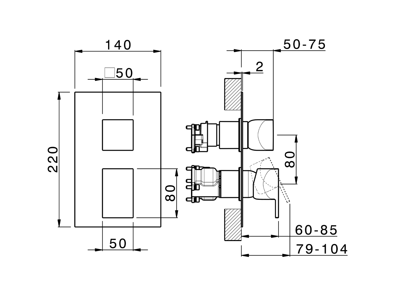 Conjunto Monomando para One-Box HI-RISE_RI0BM030 - v1