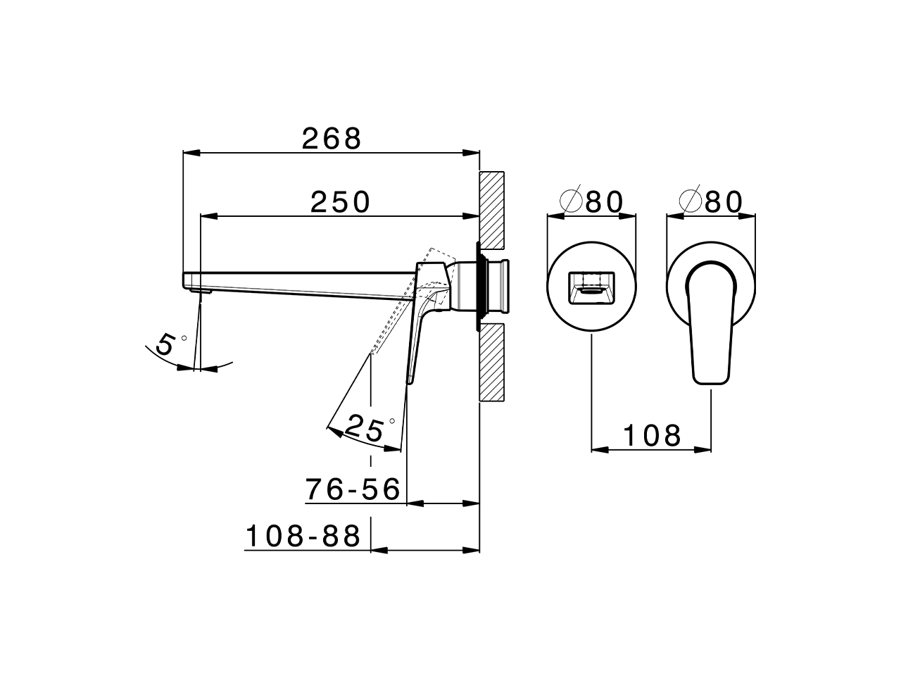 Parte externa monomando lavabo de pared ROCK&ROLL_RK005511 - v1