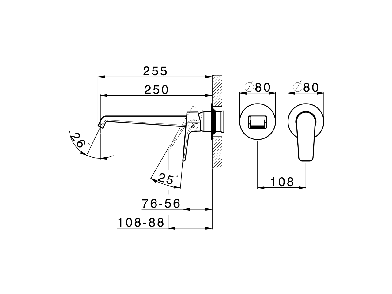 Parte externa monomando lavabo de pared ROCK&ROLL_RL005511 - v1