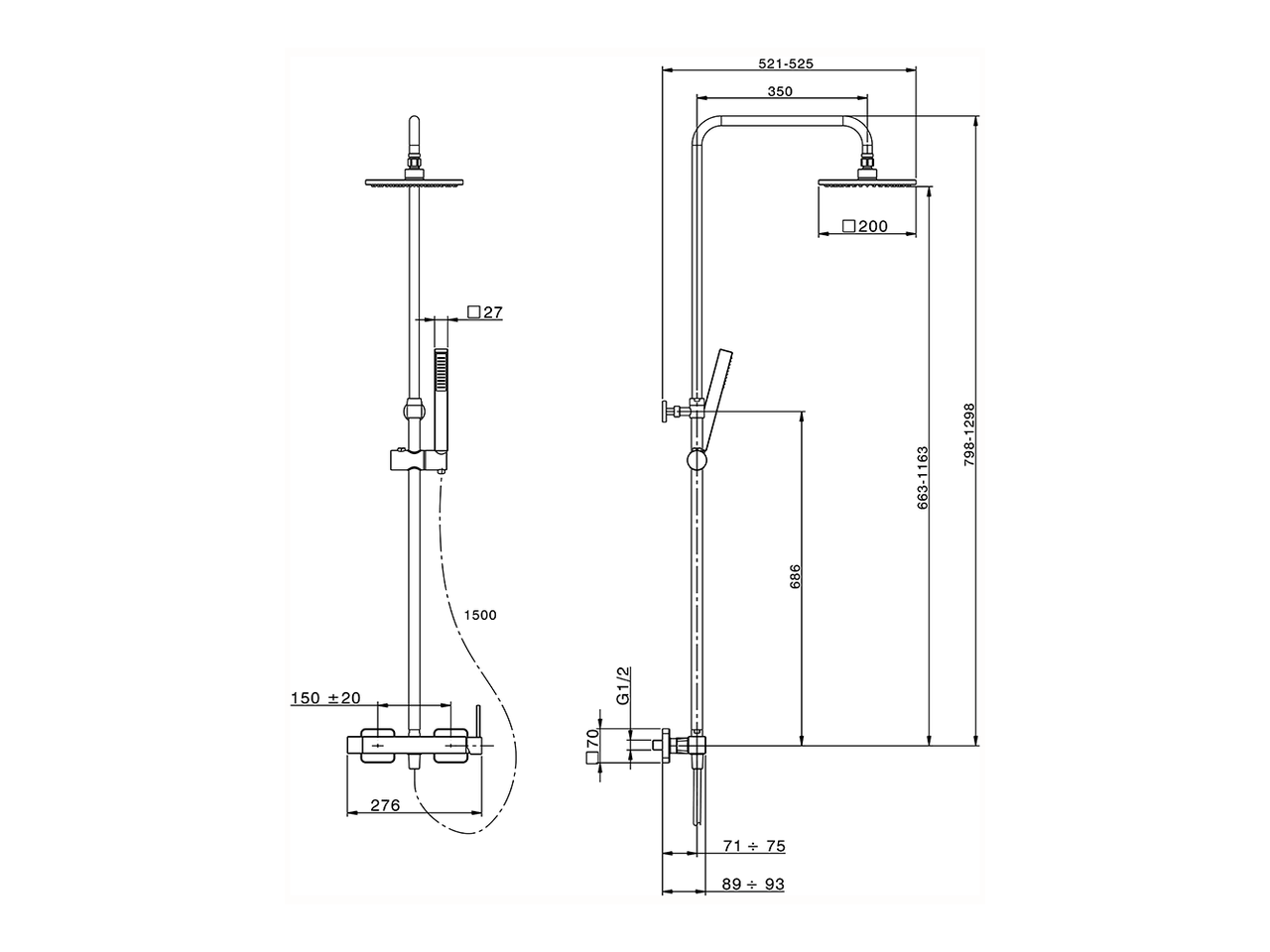 Columna monomando ducha 2 funciones COLUMNAS DUCHA_RR004021 - v1