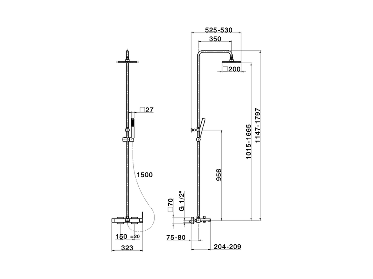 Columna monomando bañera 3 funciones COLUMNAS DUCHA_RR004120 - v1