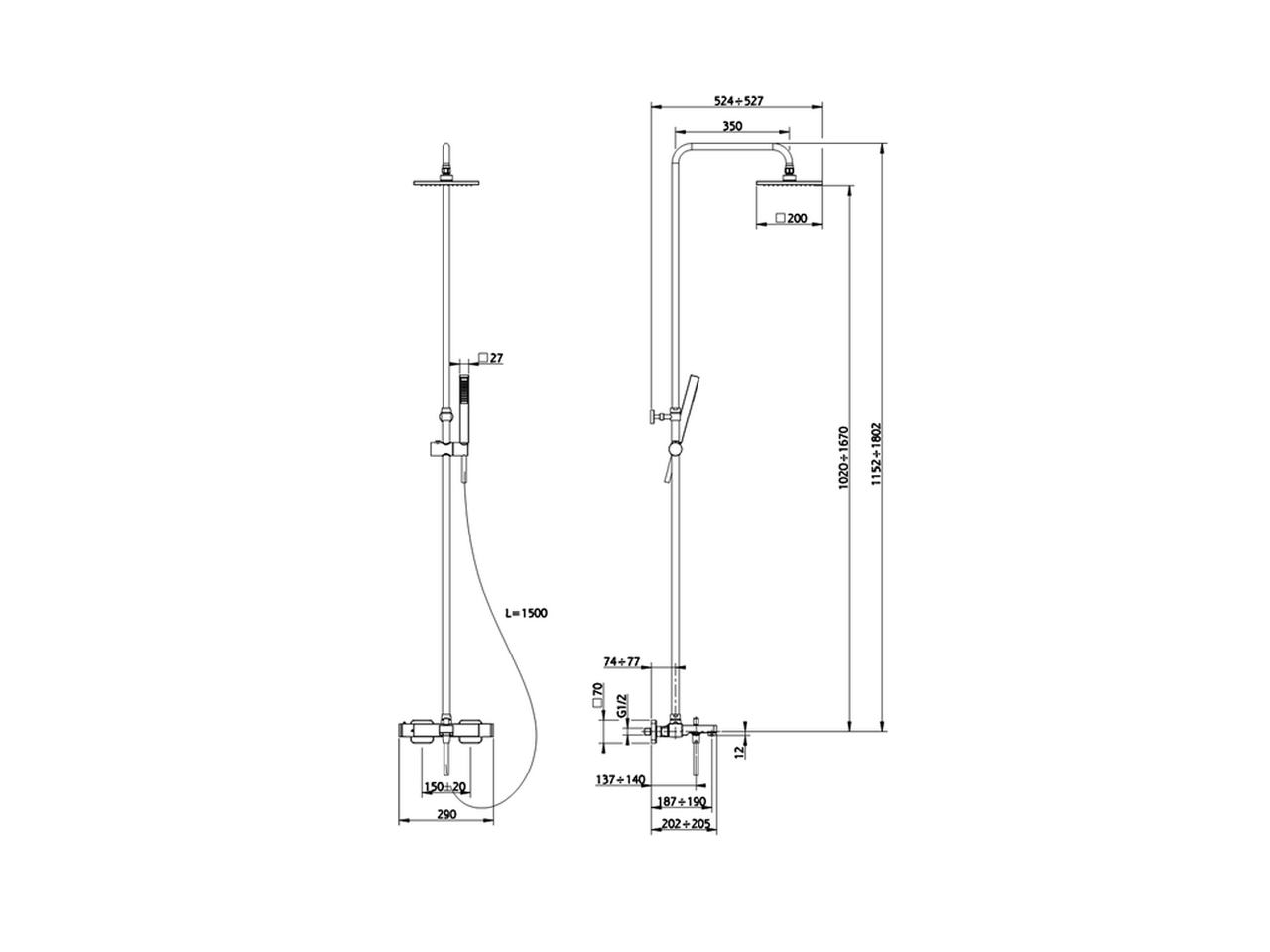 Columna termostática bañera 3 funciones COLUMNAS DUCHA_RRC83010 - v1