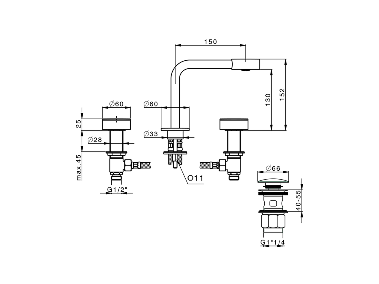 Lavabo 3 agujeros SLIM_SM001020 - v1