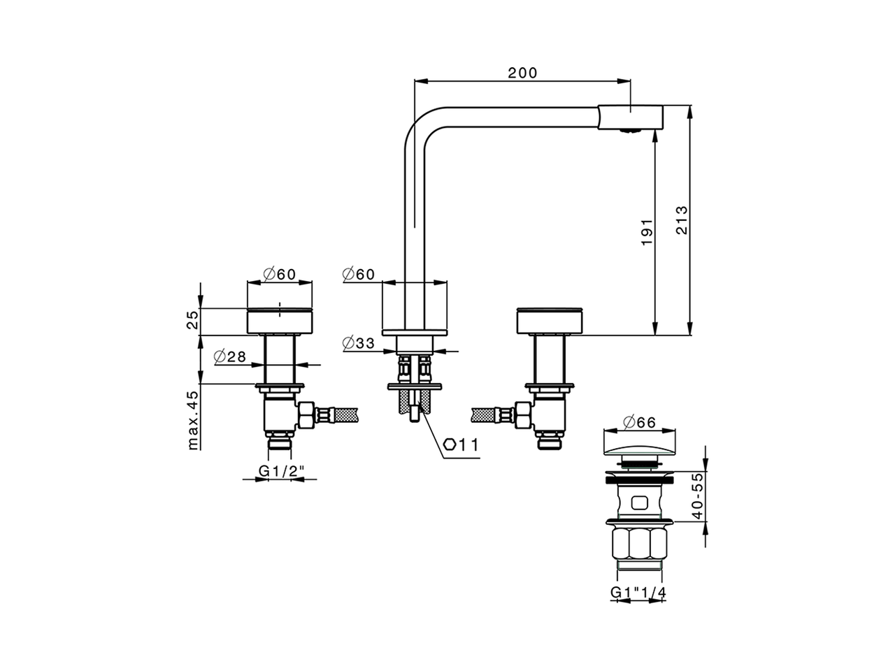 Lavabo 3 agujeros SLIM_SM001060 - v1