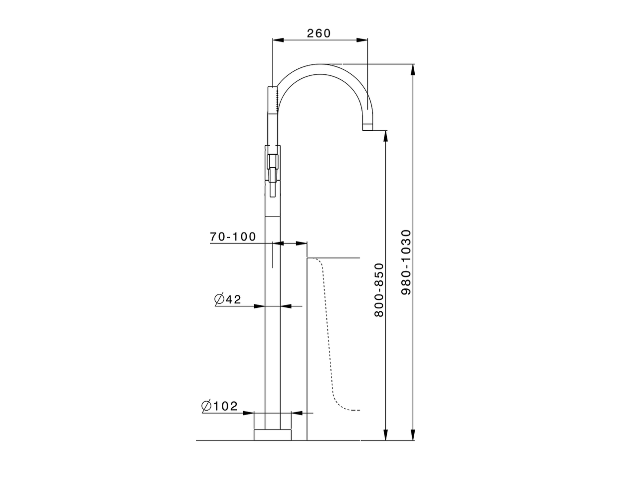 Parte externa monomando bañera de suelo SLIM_SM014200 - v1