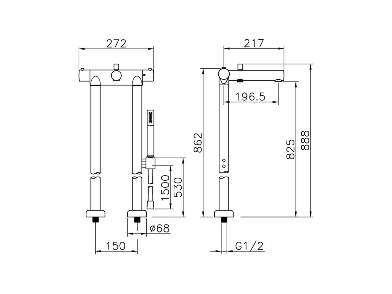 Conjunnto termostàtico Banera de suelo SLIM_SMT39010 - v1