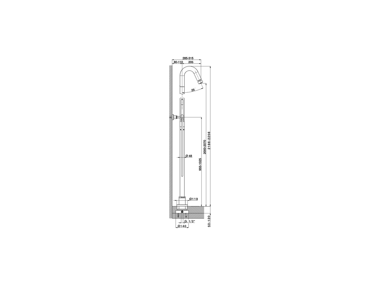 Columna monomando ducha de suelo COLUMNAS DUCHA_ST005100 - v1