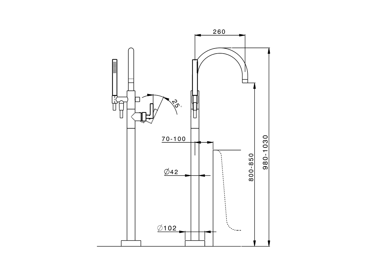 Parte externa monomando bañera de suelo GRACE_GC014200 - v1