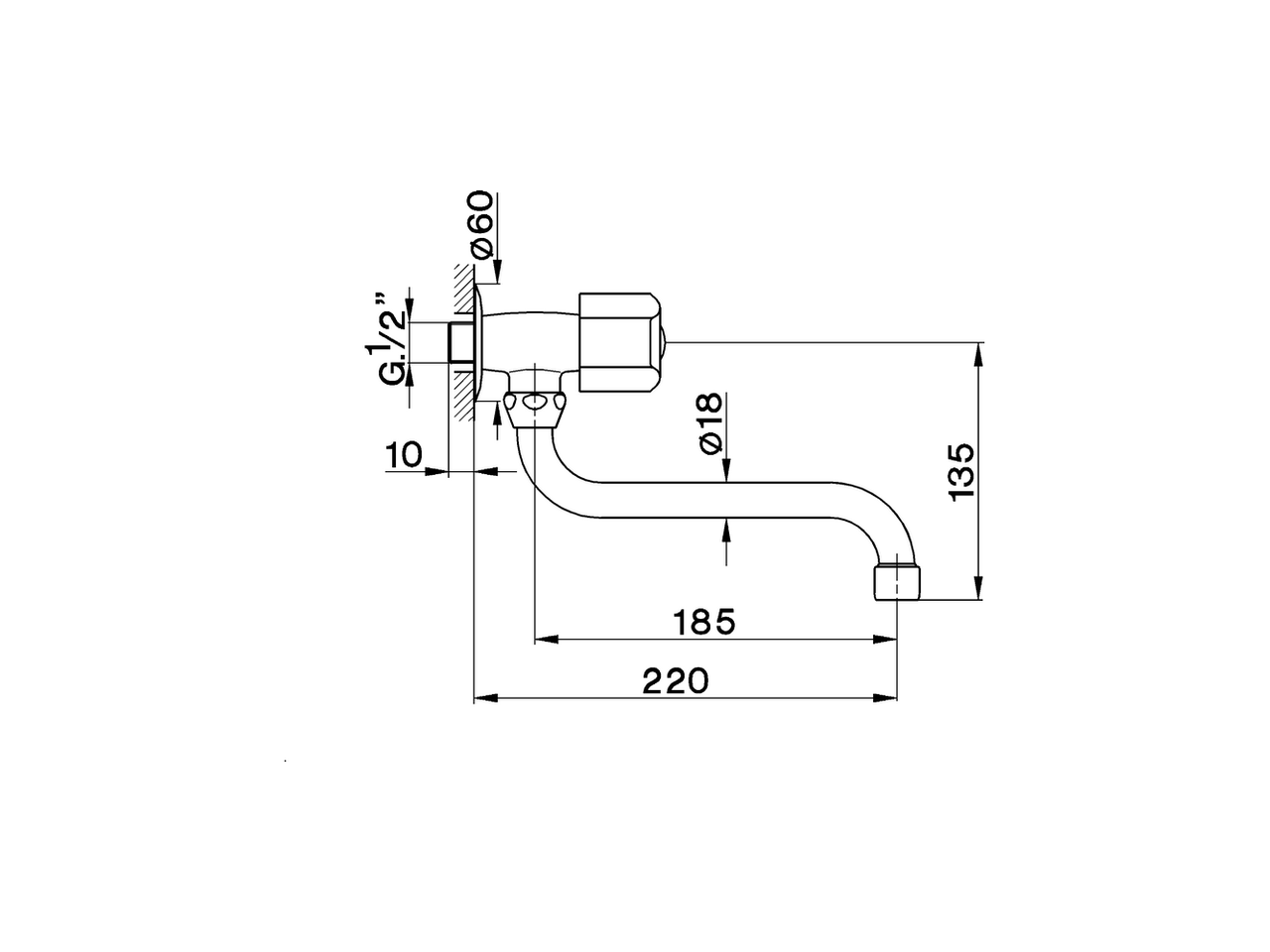 Grifo de un sólo agua de pared TR_TR001420 - v1