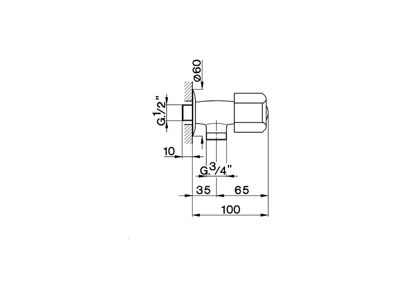Grifo de un sólo agua de pared TR_TR001440 - v1