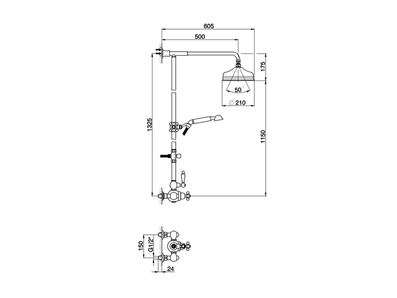 Columna termostática ducha 2 funciones ARCANA TOSCANA_TS004070 - v1