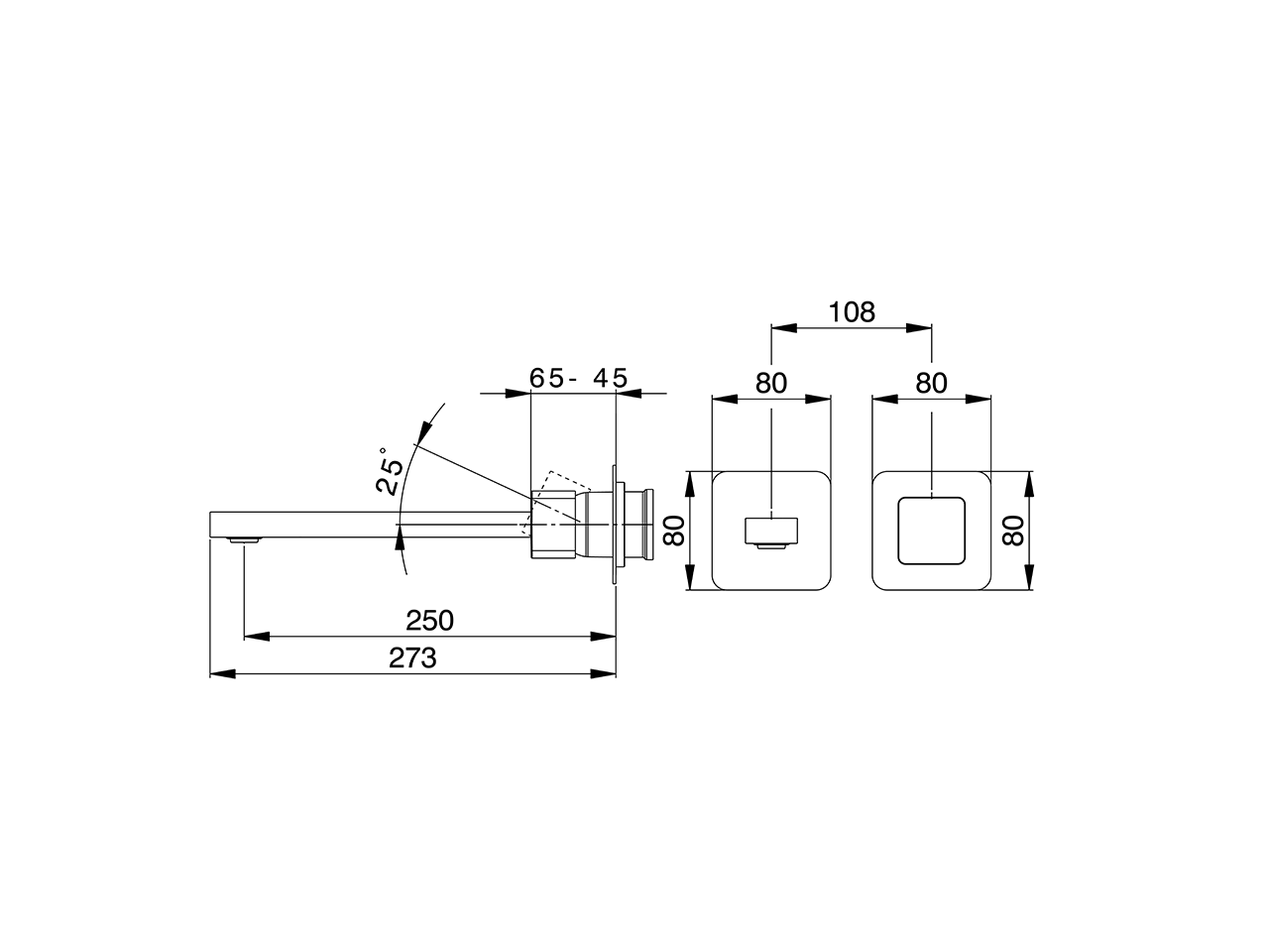 Parte externa monomando lavabo de pared PURA AURA_U1005517 - v1