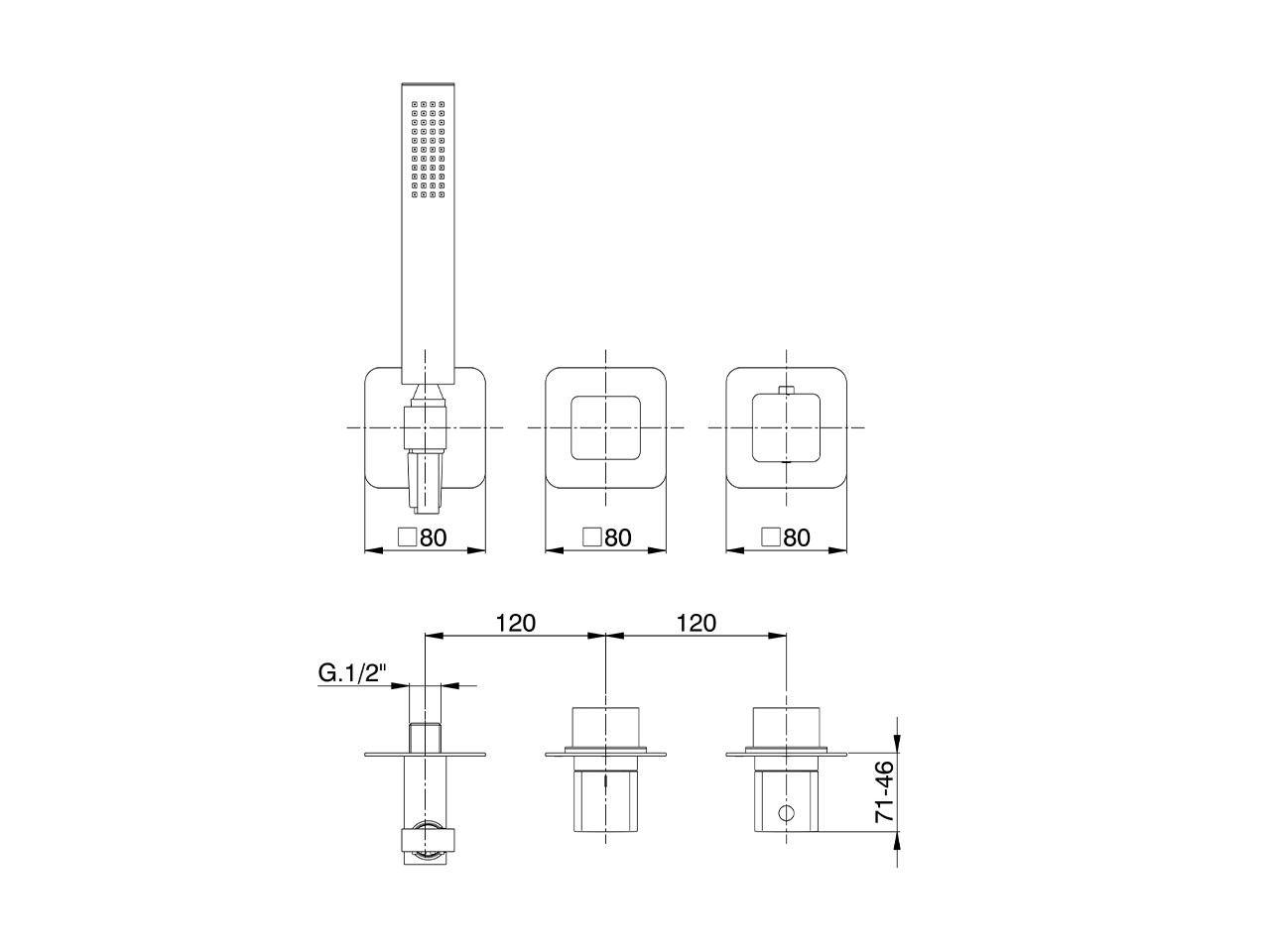 Parte externa termostático ducha empotrado PURA AURA_U10G4100 - v1